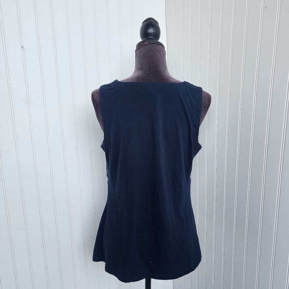 Ann Taylor Womens Blue Gray Satin Sleeveless Blouse Top Office Workwear Preppy M - Picture 6 of 10